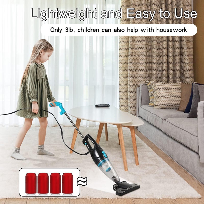 Intercleaner Corded Vacuum Cleaner, 15KPa Powerful Suction with 400W Motor, 12 in 1 Lightweight Bagless Stick Vac with Handheld, Ultra Quiet, for Hardwood Floor Carpet Car Pet Hair - Image 3